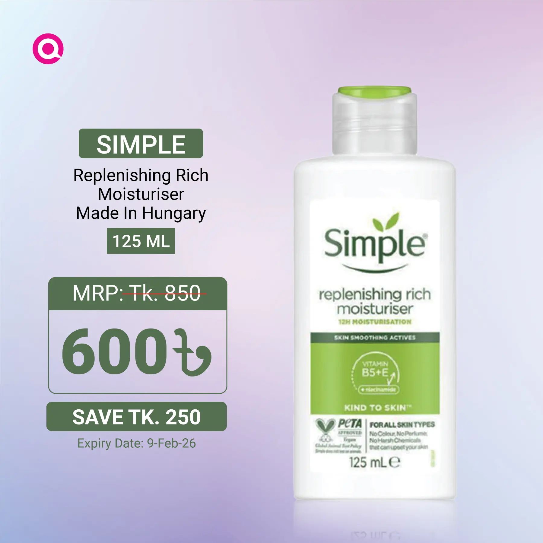 Simple Kind to Skin Replenishing Rich Moisturizer 125ml