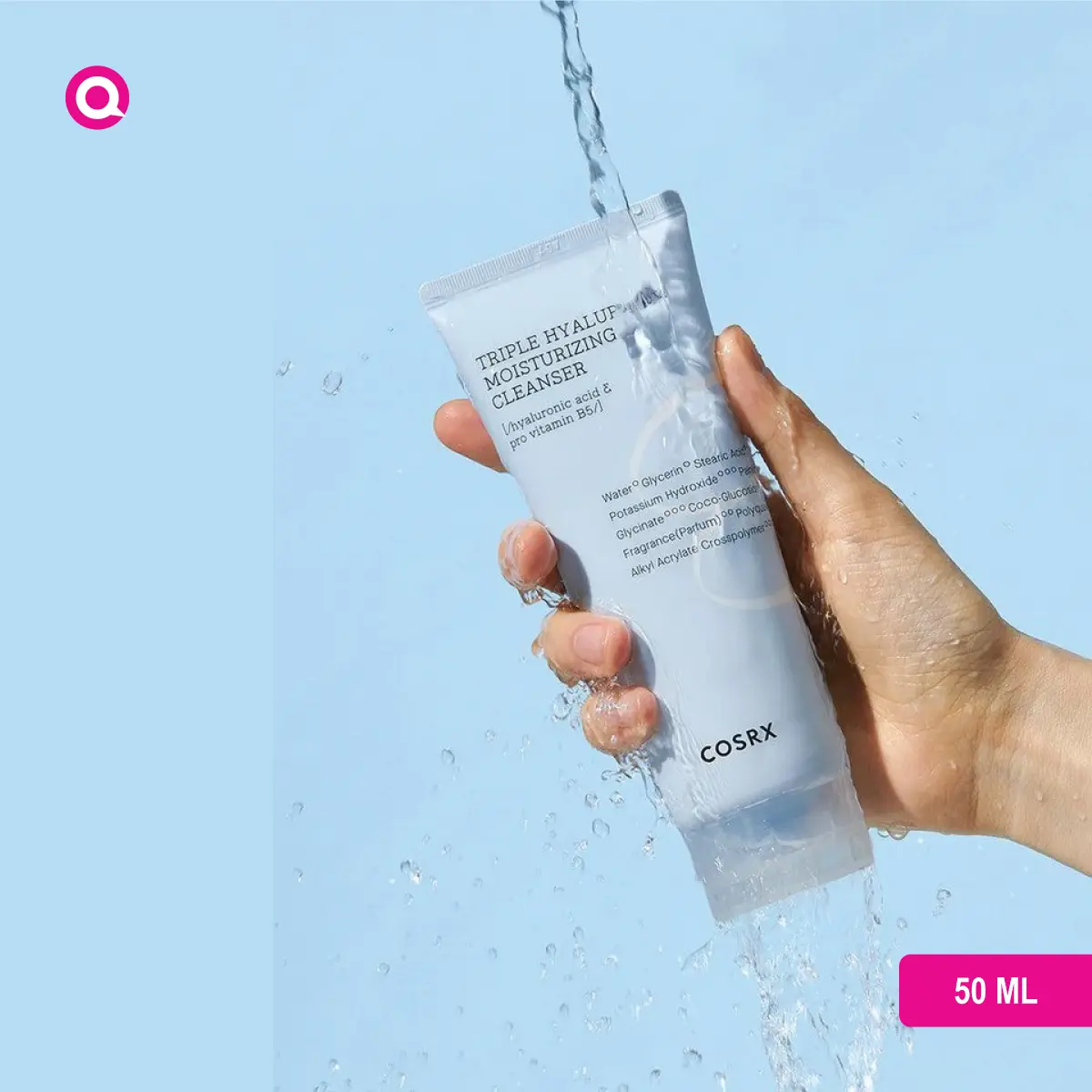 1016016.04 Cosrx Triple Hyaluronic Moisturizing Cleanser on a skincare routine setup for ultimate hydration-04