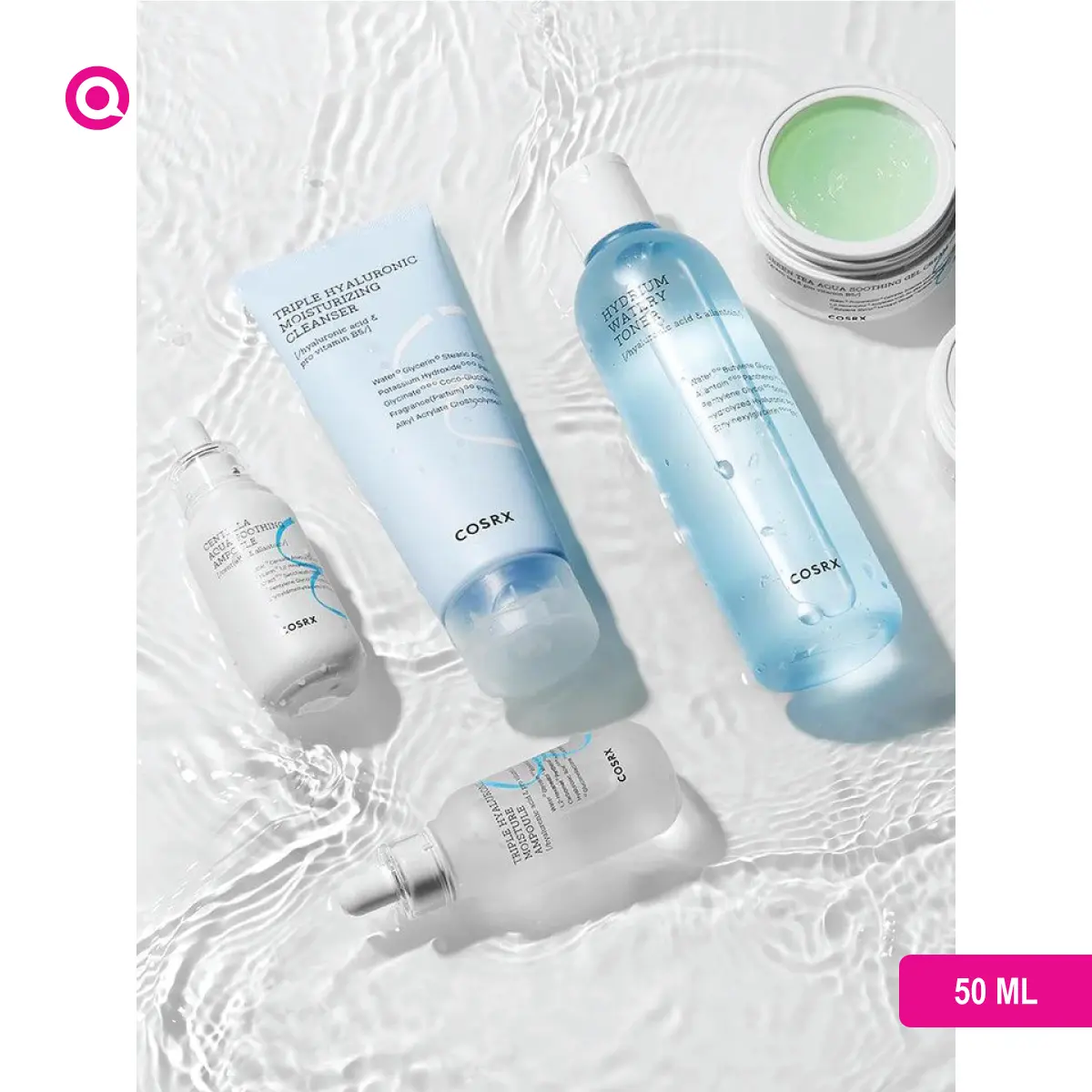 1016016.09 Cosrx Triple Hyaluronic Moisturizing Cleanser on a skincare routine setup for ultimate hydration-09