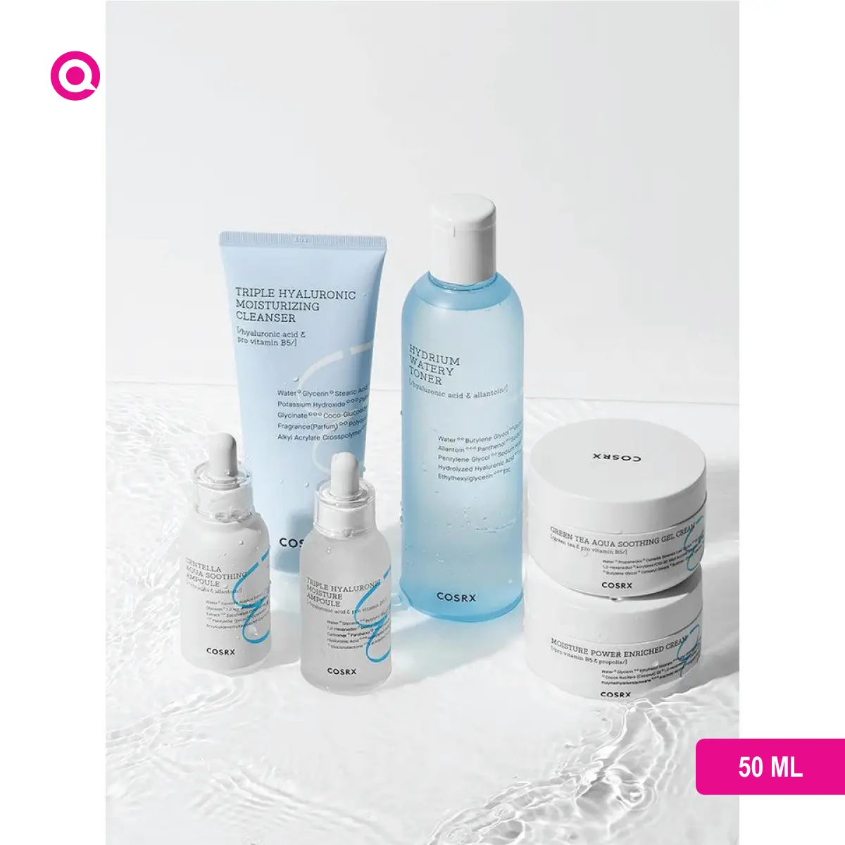 1016016.10 Cosrx Triple Hyaluronic Moisturizing Cleanser on a skincare routine setup for ultimate hydration-10