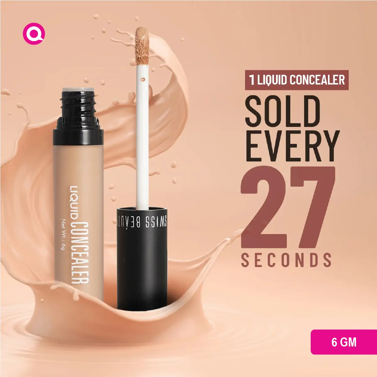 1099014.08 Close-up of Swiss Beauty Perfect Liquid Concealer - Yellow 07 tube, demonstrating its creamy texture and yellow undertone for skin-brightening.-08