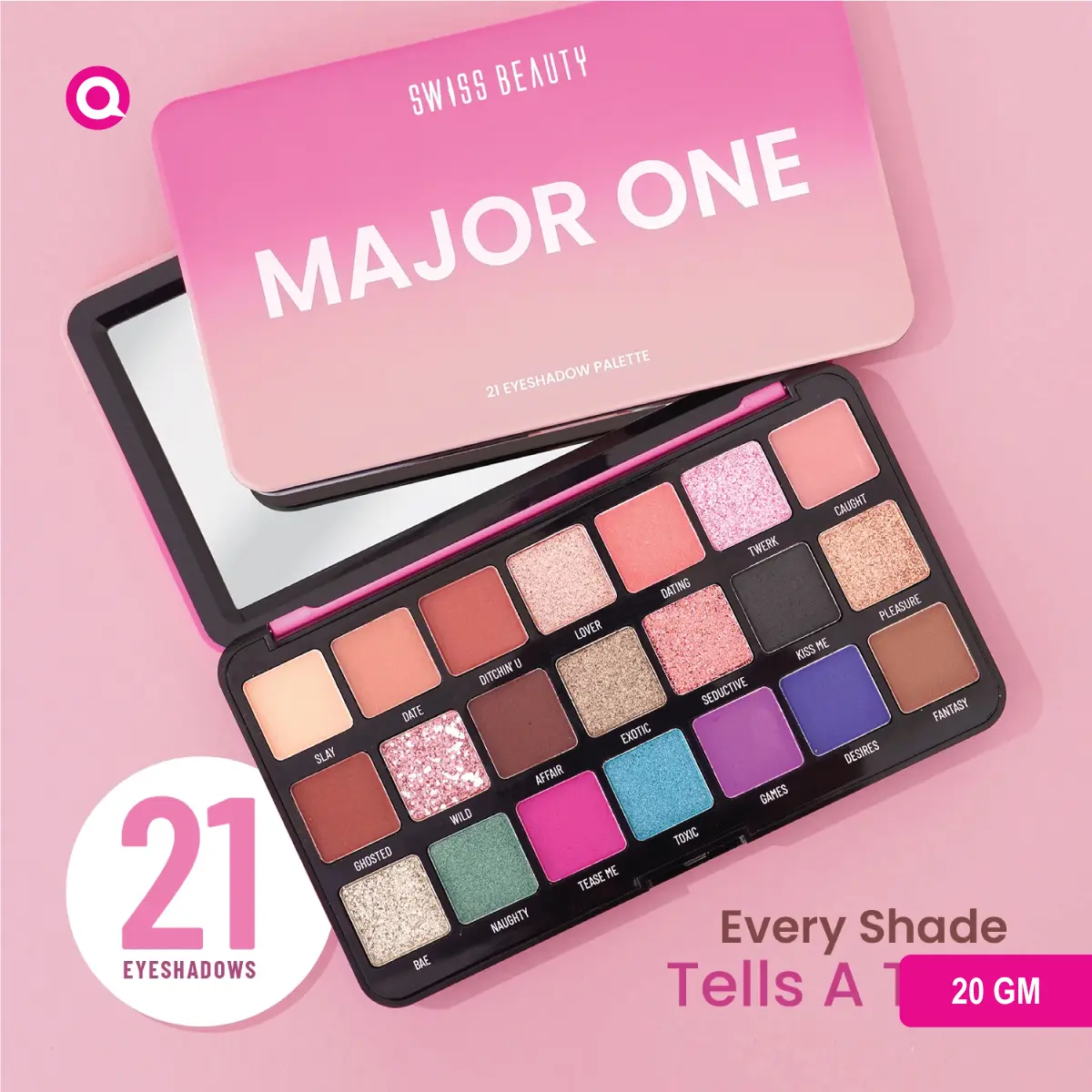 1099025.03 Swiss Beauty Major One 21 Eyeshadow Palette with 21 vibrant shades for endless eye makeup looks.-03