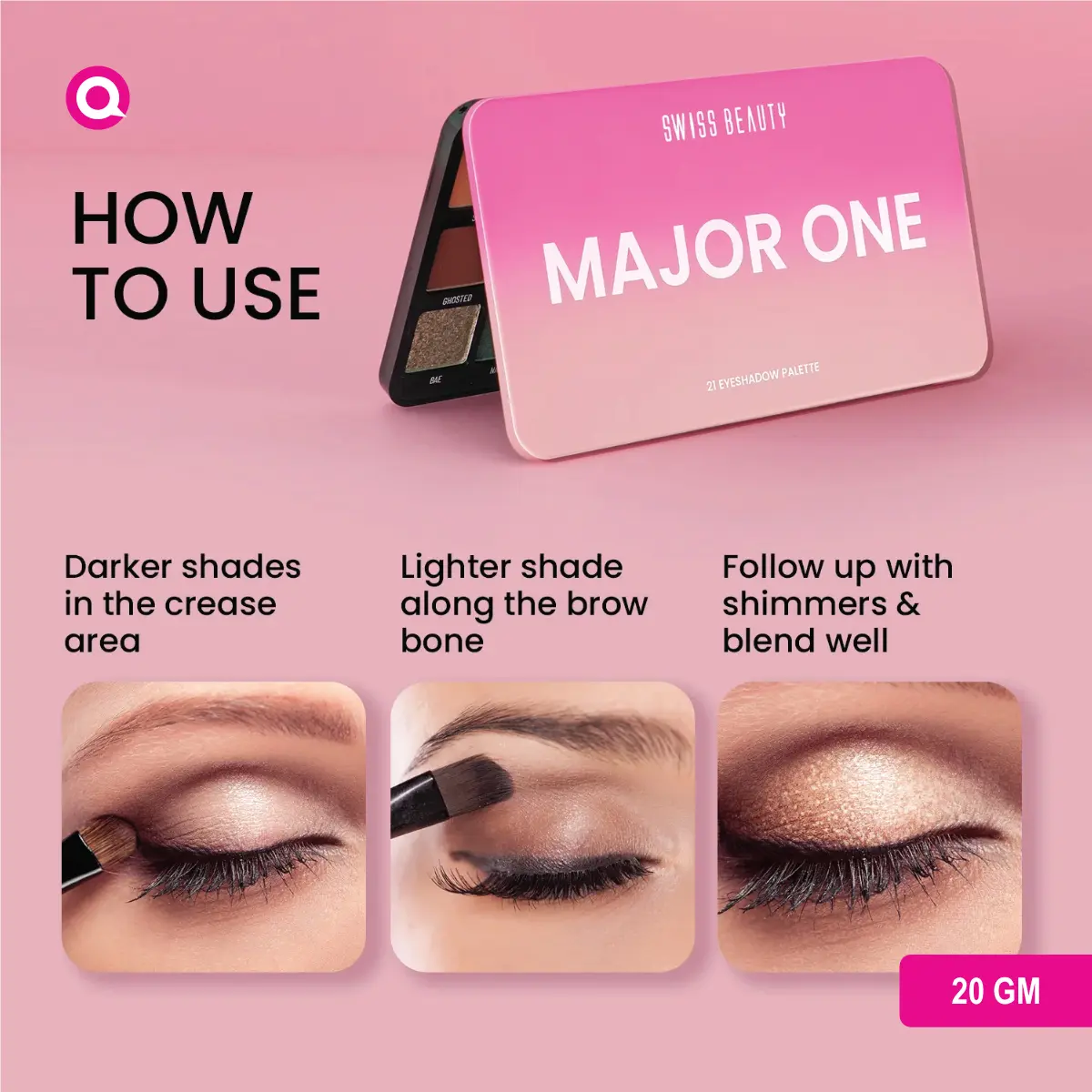 1099025.08 Swiss Beauty Major One 21 Eyeshadow Palette with 21 vibrant shades for endless eye makeup looks.-08