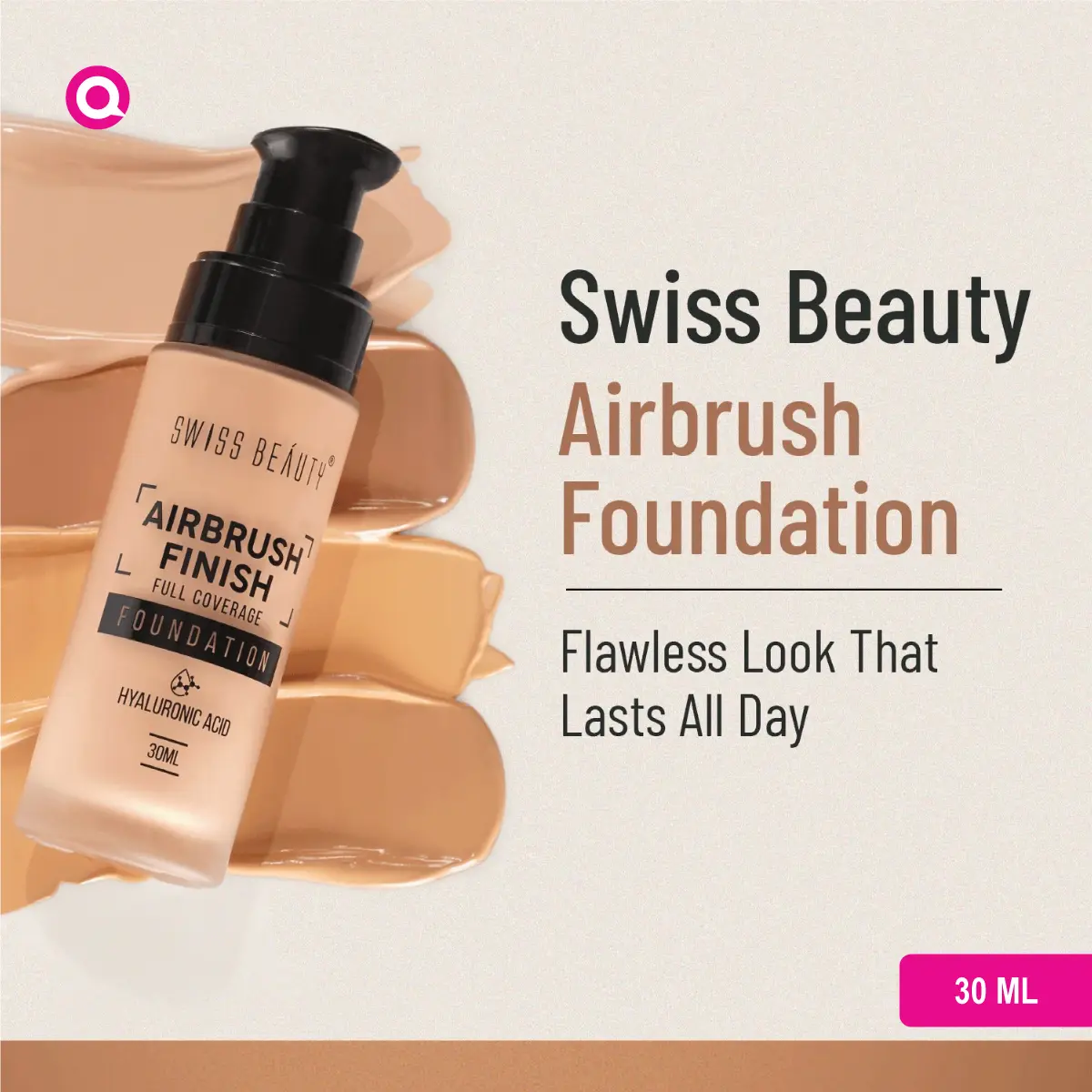 1099045.07 Swiss Beauty Airbrush Full Coverage Foundation Shell White - 01 foundation on makeup applicator-07