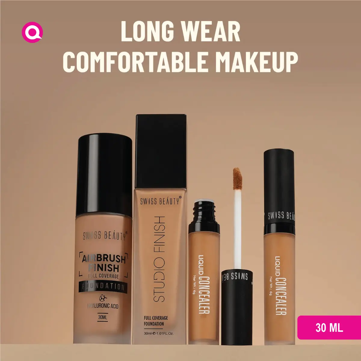 1099045.14 Swiss Beauty Airbrush Full Coverage Foundation Shell White - 01 foundation on makeup applicator-14