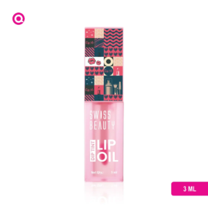 Swiss Beauty Dip Tint Lip Oil - Peach in vibrant packaging and application imagery.-02