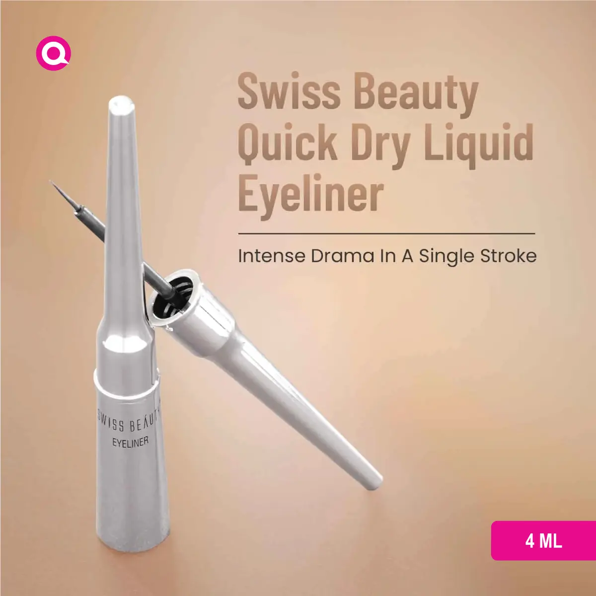 1099062.07 Swiss Beauty Quick Dry Liquid Eyeliner Black close-up, showcasing sleek packaging and applicator.-06