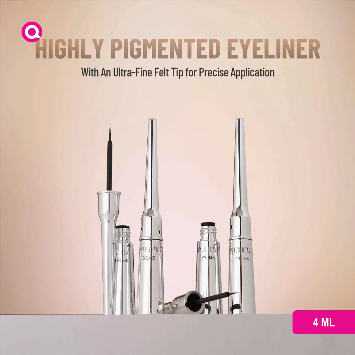 1099062.08 Swiss Beauty Quick Dry Liquid Eyeliner Black close-up, showcasing sleek packaging and applicator.-07