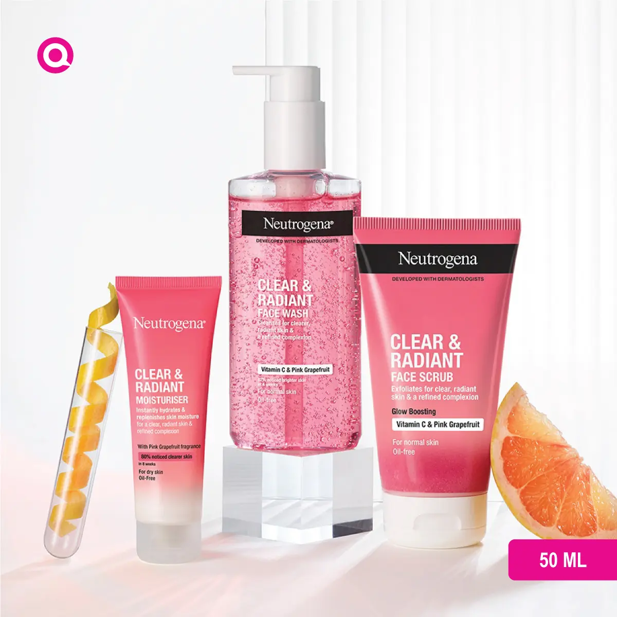 1043014.03 Neutrogena Clear & Radiant Moisturiser with Pink Grapefruit fragrance for dry skin Oil-Free – Hydration & Glow-03