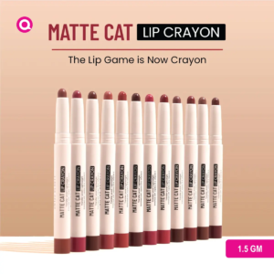 A close-up of the Swiss Beauty Matte Cat Lip Crayon in Flemingo-02