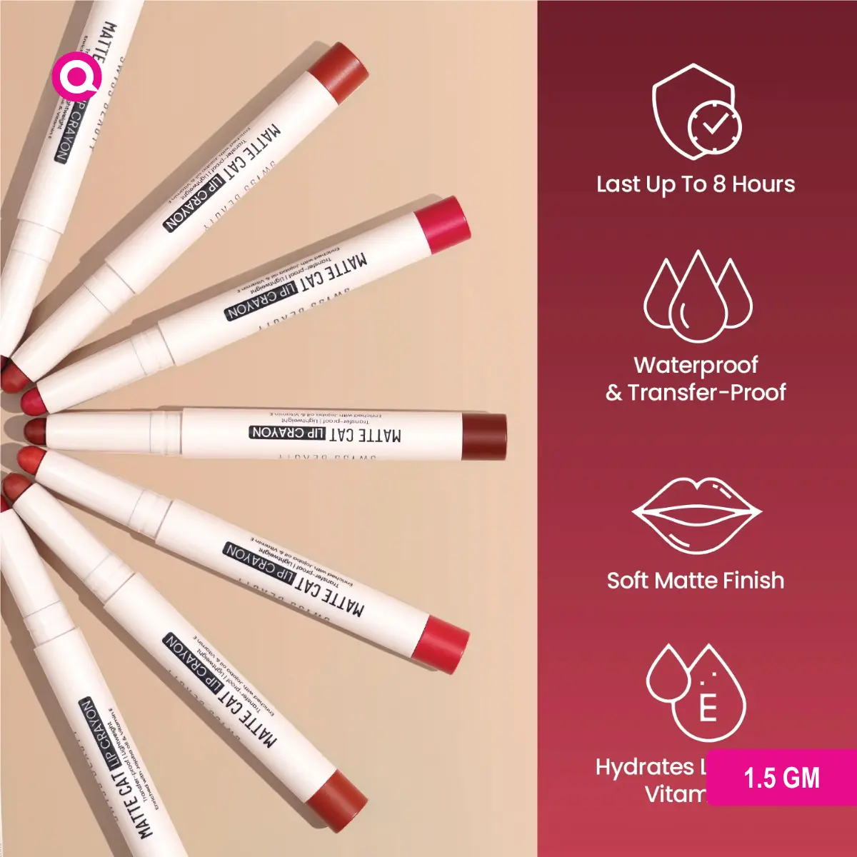 1099070.03 Swiss Beauty Matte Cat Lip Crayon Enriched with Jojoba Oil & Vitamin E - Flattering Peach-03